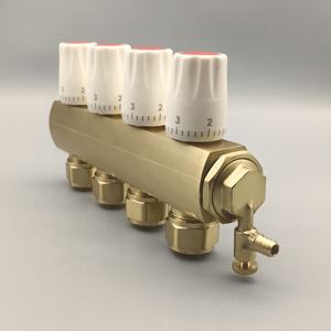 Colector de Calefacción por <span class=keywords><strong>Suelo</strong></span> <span class=keywords><strong>Radiante</strong></span> de 4 Vías, Colector de Latón para Calefacción de Agua para Uso en Apartamentos, Sistema Hidrónico con Válvula de Desinflado Automática - Product Image 5