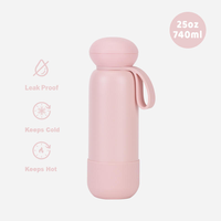 Bouteille d'eau sport en acier inoxydable avec logo personnalisé, faible MOQ, mignonne, en métal, avec paille, pour enfants et adultes
