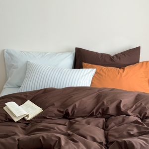 Parure de <span class=keywords><strong>lit</strong></span> en coton respirant avec housse de couette et draps en coton uni - Product Image 1