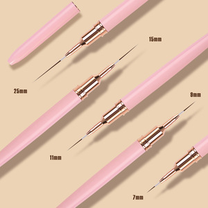 7/9/11/15/25mm Nail Liner Brush Pink Nylon Hair Custom Size Drawing Painting Nail Art Brush Tool <b>Set</b> for Salon Manicure - Product Image 3