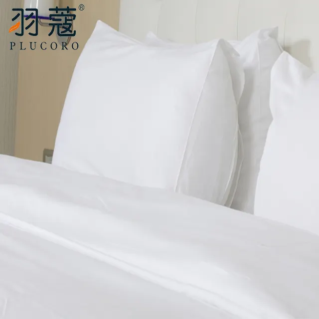 Fábrica de OEM Hotel de Dubai blanco sábanas de cama cubierta del Duvet 100 algodón ropa de cama conjunto