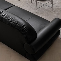 Canapé modulaire 3 places Zayshine en cuir noir, style Bauhaus italien moderne, en forme de I, pour salon, appartement, villa, hôtel