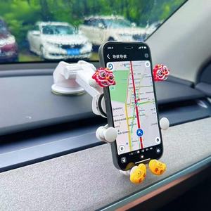 Supporto Universale Flessibile Impermeabile per Telefono da Auto in ABS Bianco con Design Leone Cinese, Sgancio Rapido One-Touch, Montaggio a Ventosa per Cruscotto e <span class=keywords><strong>Letto</strong></span> - Product Image 6