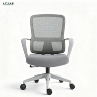 Chaise de bureau ergonomique économique et respirante en maille pour bureau à domicile et atelier, dossier moyen avec accoudoirs fixes et hauteur réglable