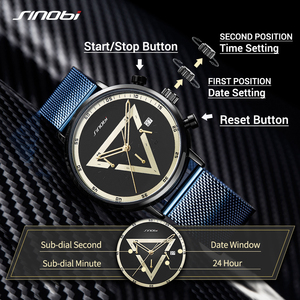 Reloj de Pulsera de Cuarzo Multifunción para Hombre, Diseño Creativo con Esfera Triangular Invertida, Segundero Pequeño, Correa de Malla de Acero - Product Image 3