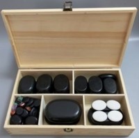 Set Batu Panas, 60 Buah Pijat Basal Batu Hangat Pijat Tubuh Batu Lava Alami Batu Basal untuk Terapi Pijat Spa