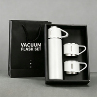 Ensemble cadeau de gourde personnalisée 500 ml en acier inoxydable à double paroi, thermos de luxe, ensemble de bouteilles d'eau isolées, gourde isotherme avec 3 couvercles
