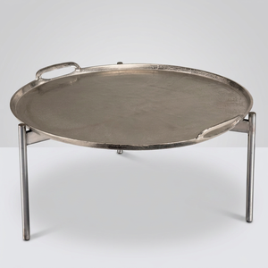 AK Brass Modern Metal Round <b>Coffee</b> <b>Table</b> with <b>Silver</b> Finish Trending Furniture for Living Room Furniture / Interior Furniture - Product Image 4