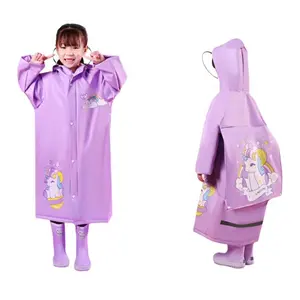 时尚卡通粉色聚氯乙烯儿童雨衣儿童户外徒步学校雨衣