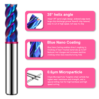 AZZKOR 4F fraises à fond plat avec anneau de couleur bleu Nano revêtement carbure de tungstène pour CNC mécanique TGP-HRC60