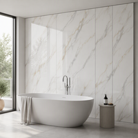Panneau mural en PVC effet marbre 1220x2440x3mm, haute brillance, imperméable, panneau décoratif 3D pour l'intérieur des hôtels et salles de bain