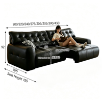 Canapé électrique inclinable multifonctionnel Black Bear, ensemble en cuir pleine fleur importé de style minimaliste italien pour la maison, l'hôtel et l'appartement