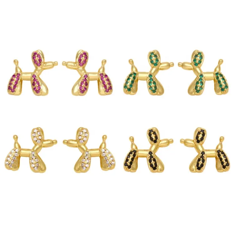 Jinyuan Moda 18k Banhado A Ouro Litter Balão Puppy Cute Dog Stud Brincos Para As Mulheres