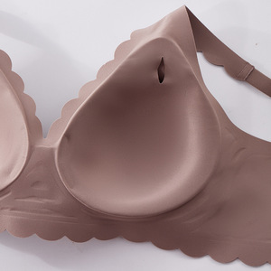 Soutien-gorge tricoté uni respirant en tissu lisse et plissé, grande taille, anti-affaissement, coupe 3/4, pour femme, usage quotidien, style international - Product Image 4