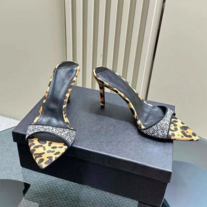 Wholesale Light Weight Outdoor Pointed Toe Leopard Print Stiletto High Heels Mule Lady Sexy Slip-<b>On</b> Closure Breathable Summer - Product Image 6