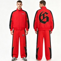 Ensemble de veste de sport imprimée color-block style streetwear américain transfrontalier, respirant, coupe-vent, 100 % nylon, motif rétro Lightning Racing