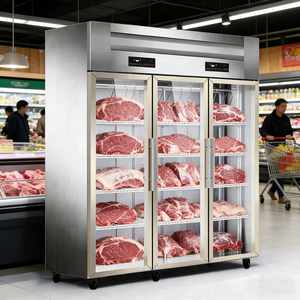 Congelador Comercial de Acero Inoxidable de Temperatura Única, Vitrina Vertical de 2 Puertas, Refrigerador Exhibidor de Carne para Restaurante con Puerta de Vidrio - Product Image 5