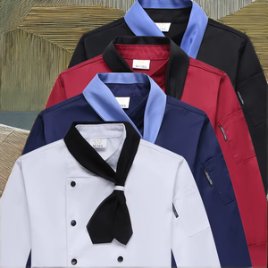 Vesbhusha OEM Blouse de Chef Unisexe à Manches Longues en Maille Tissée Noire Respirante Polyester/Coton Imperméable pour Cuisine et Restaurant - Product Image 2