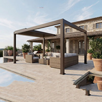 Pergola rétractable en aluminium pour jardin, toit pliant à lamelles, pare-soleil imperméable, motorisée, télescopique, en métal