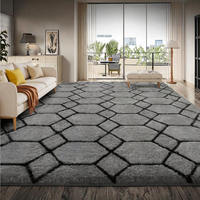 Sour Lemon High Pile Thick Geometric Pattern Washable Anti-Slip Extra Large Fluffy Modern Carpet Rug 140x200cm for Living Room