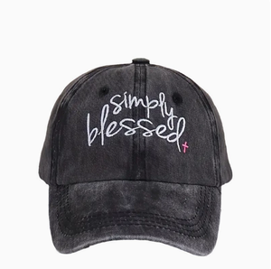 Simply Blessed Embroidered Washed Baseball Cap Vintage Distressed Cotton Dad <b>Hat</b> Adjustable Christian Cross Casual Cap For Women - Product Image 1