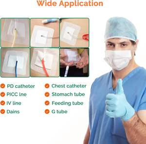 Pansement adhésif stérile jetable 9x10cm pour cathéter de dialyse, pansement adhésif pour tube de drainage, <span class=keywords><strong>fixation</strong></span> de plaie, pansement adhésif pour drainage - Product Image 5