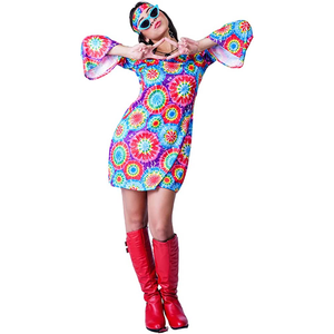Costume <span class=keywords><strong>Hippie</strong></span> 60s 70s pour femmes, robe fantaisie adulte fleur colorée <span class=keywords><strong>hippie</strong></span> fête costumes <span class=keywords><strong>de</strong></span> performance - Product Image 5