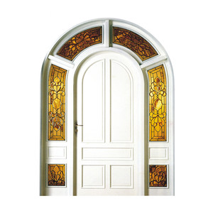 Brunet fini peinture arc en bois verre double portes pour l'entrée principale - Product Image 5