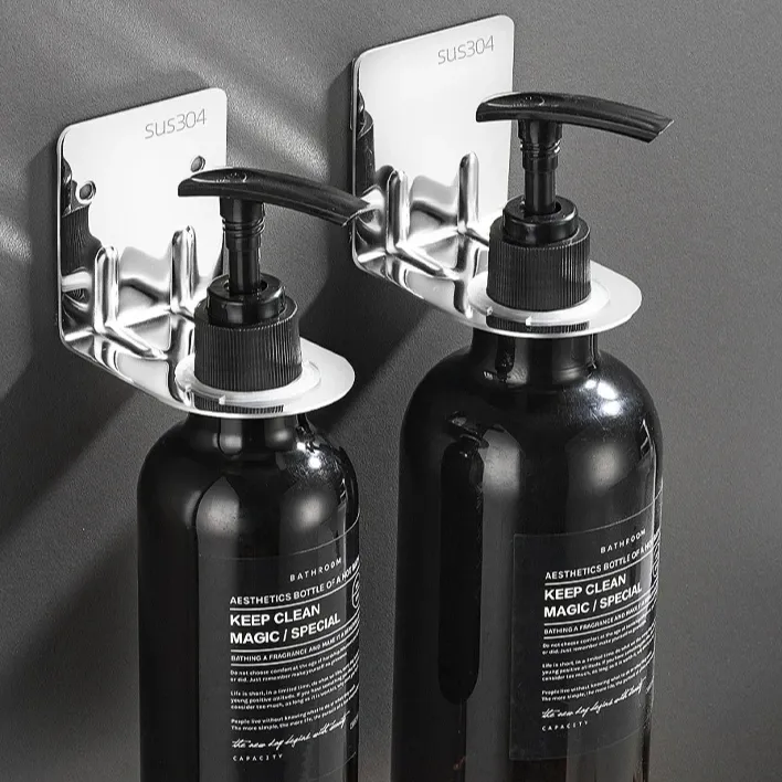 Shampoo Imprensa Garrafa Loção Gancho Prateleira De Parede Gancho Forte Punch-free Armazenamento Do Banheiro Wall mounted Bottle Holder