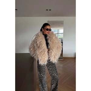 Mayfair <b>Fur</b> Overcoat Beige Reversible Plaid Trench Plus Size Blazer with Vintage Decoration Waterproof Woolen Fabric Dyed <b>Fox</b>" - Product Image 3