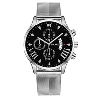 Montre Homme Tendance à Trois Yeux avec Calendrier, Personnalisation Usine, Bracelet Milanais et Bracelet Maille, Mouvement Quartz, Vente Chaude