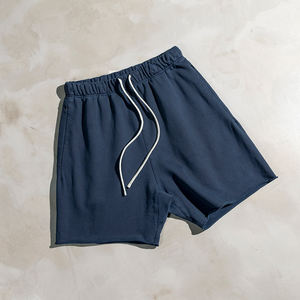 Pantalones Cortos de Algodón <span class=keywords><strong>100</strong></span>% Pesado, Estilo Urbano Vintage, Dobladillo Desgastado, Lavado Ácido para Hombre - Product Image 4