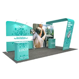 Portable 10*10ft Custom Trade Show Booths Tension Fabric Backdrop Aluminium Pipe Exhibition Booth Design