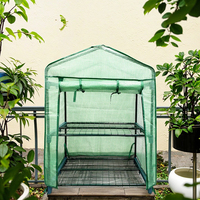 Serre de jardin moderne à 2 niveaux avec structure métallique portable et porte zippée pour la culture hydroponique en arrière-cour et à domicile, facilement assemblable