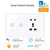 Enchufe inteligente de pared con WiFi, enchufe Universal con 2 entradas y control remoto para automatización del hogar