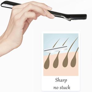 Tondeuse à sourcils multifonctionnelle portable pour femme en acier inoxydable noir, rasoirs pour le visage pour femmes - Product Image 3
