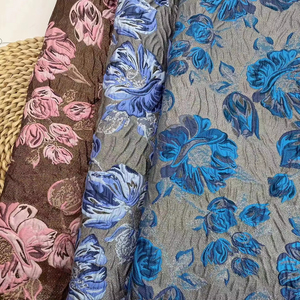 Haute qualité 100% Polyester crêpe argent <span class=keywords><strong>Multi</strong></span> couleurs grande fleur Jacquard brocart tissu pour femmes robe formelle et taie d'oreiller - Product Image 1
