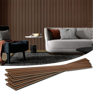 Panneau mural décoratif insonorisant et ignifuge en fibres de polyester et lattes de bois, réduisant le bruit, pour l'exportation - Product Image 1