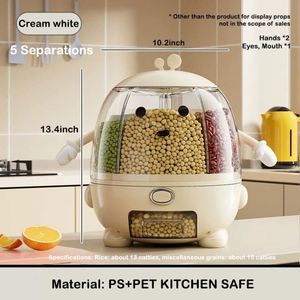 Rectangle Plastic Food <b>Containers</b> for Rotating Bulk Cereal Grain Airtight Rice Dispenser - Product Image 3