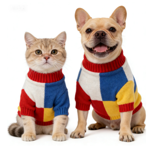 Vêtements pour chien, pull en tricot à col rond, tissu doux et respirant pour petits chiens, tendance et chaud - Product Image 2