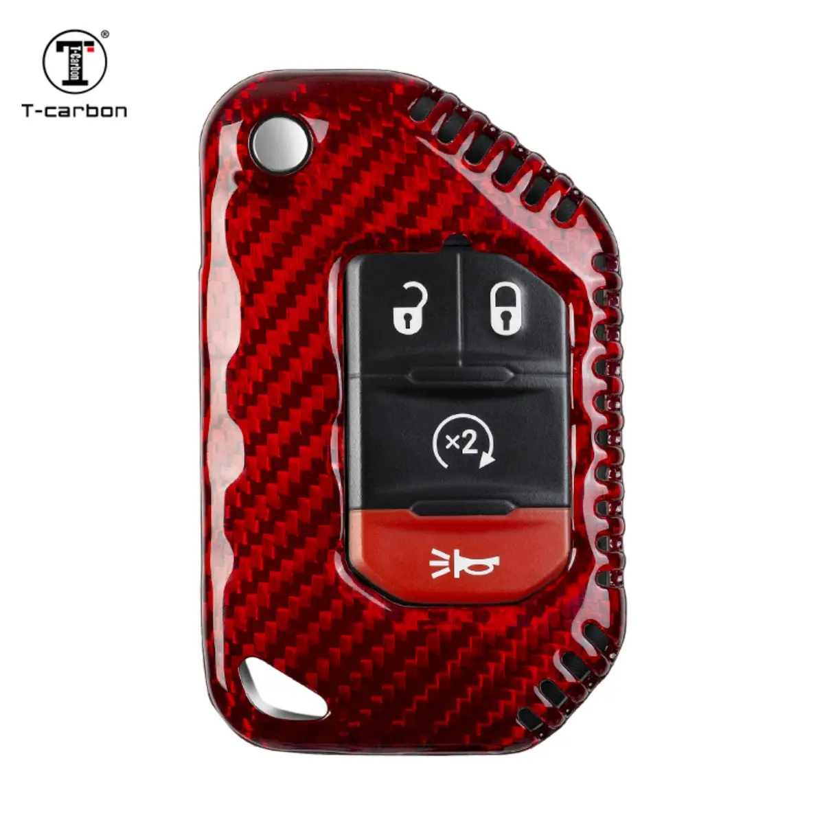 Accesorios de Interior de coche, cubierta de llave apta para Jeep Wrangler, carcasa de protección remota, funda de fibra de carbono para llave de coche, pieza de automóvil T-carbon