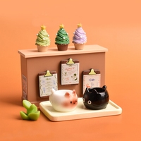 Abalorios de resina con forma de gato simulado para tazas de té, para escenas en miniatura, juegos de comida, accesorios DIY hechos a mano para el Año Nuevo Chino