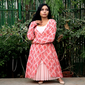 Bohemian Maxi <b>Dress</b> With Paisley Print Long Sleeve V-Neck <b>Loose</b> Fit Georgette Wrap And Tie Summer Casual <b>Dress</b> with Pearl work - Product Image 1