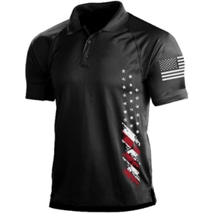 Polo de Golf de Verano para Hombre, Tejido, 100% Poliéster, Estampado Gráfico, Manga Corta, Elástico, Casual, Patriótico Americano, Raglán, Secado Rápido, ODM - Product Image 5