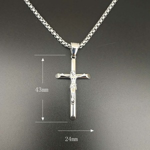 남성용 티타늄 스틸 매력 목걸이 십대 소년 보석 3 층 예수 십자가 목걸이 상자 체인 - Product Image 5