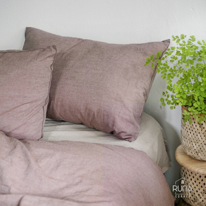 Housse de coussin en coton lavé, taille personnalisée, couleur prune douce, matériau de haute qualité, doux et respirant, pour hôtel et maison - Product Image 2