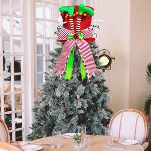 Estrella para Árbol <span class=keywords><strong>de</strong></span> Navidad, Adorno para la Punta del Árbol <span class=keywords><strong>de</strong></span> Navidad, Adorno <span class=keywords><strong>de</strong></span> Árbol <span class=keywords><strong>de</strong></span> Navidad Plegable y Compresible con Diseño <span class=keywords><strong>de</strong></span> Pierna <span class=keywords><strong>de</strong></span> <span class=keywords><strong>Bruja</strong></span> y Lazo - Product Image 2