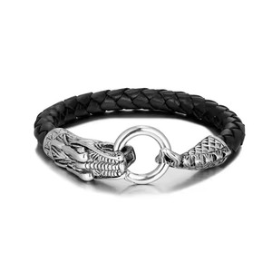 Pulsera de martillo vikingo Thor, colgante de cabeza de Lobo nórdico de acero inoxidable, cordón de cuero de dragón nórdico, regalo <span class=keywords><strong>para</strong></span> <span class=keywords><strong>hombres</strong></span> - Product Image 1