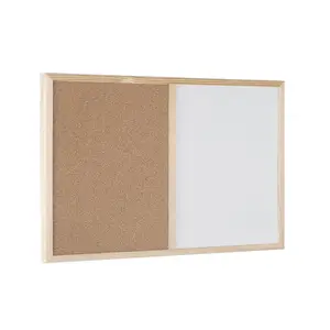 60*90Cm Houten Frame Combi Kurk/Droog Wissen Pin Prikbord