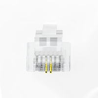 Connecteur RJ11 plaqué or 2 broches, prise téléphonique mâle transparente, prise modulaire pour la communication par ligne téléphonique